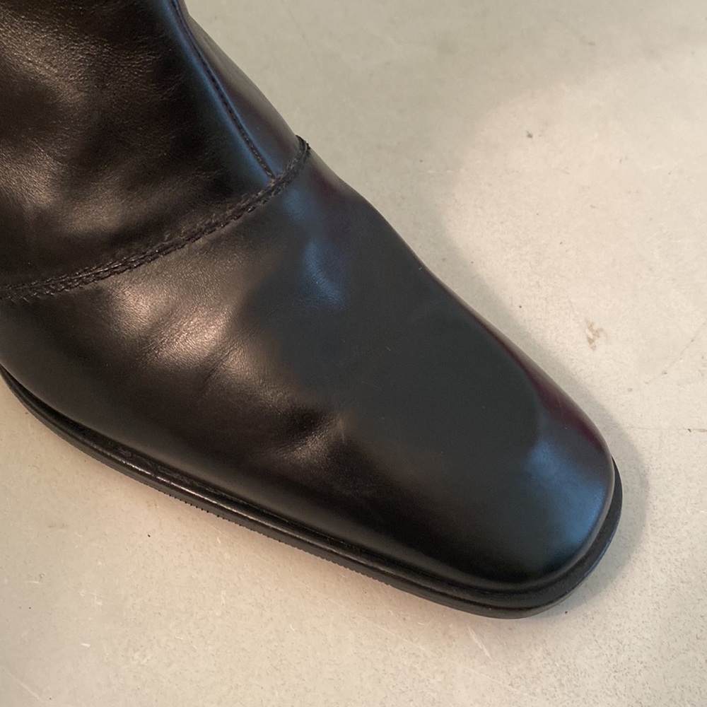Salvatore Ferragamo Black Leather Mid-Calf Heeled Boots 8.5 - Picture 3 of 16